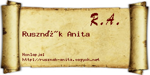 Rusznák Anita névjegykártya
