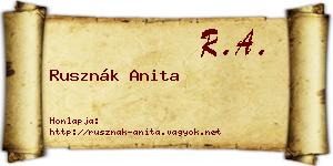 Rusznák Anita névjegykártya
